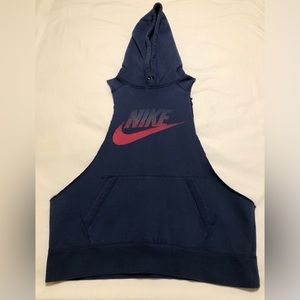 Nike Custom Navy Blue Sleeveless Hoodie
